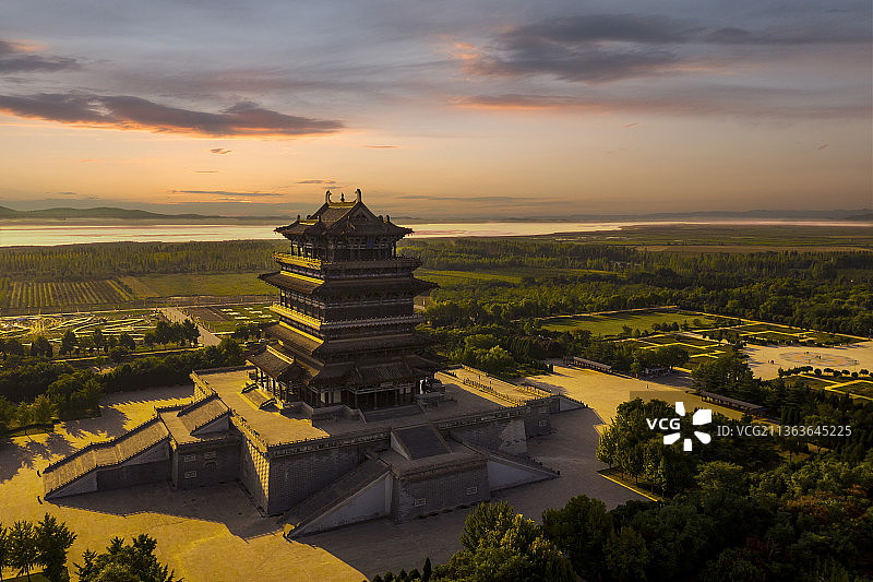 山西省运城市黄河岸边名冠古今的鹳雀楼图片素材