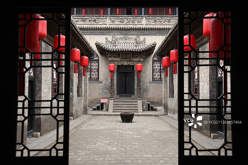 乔家大院，晋商，古建，旅游，大红灯笼高高挂图片素材