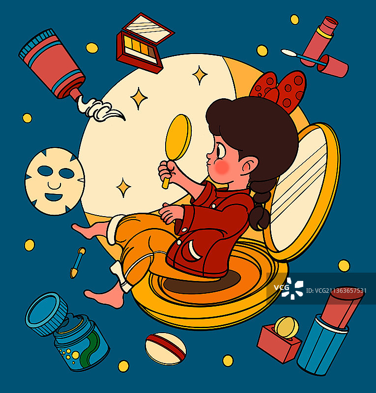 美妆 化妆品 女孩 扁平 插画 形状图片素材