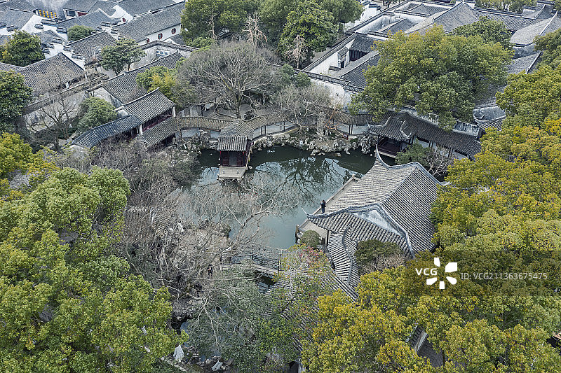  苏州吴中区同里古镇航拍图片素材