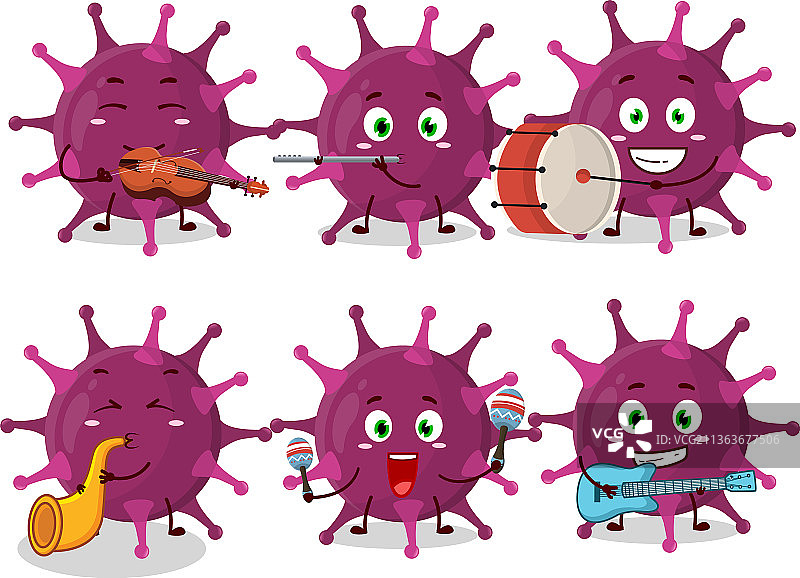 正在玩耍的冠状病毒卡通形象图片素材