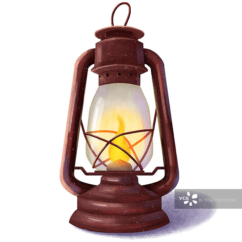 童年老物件煤油提灯插画图片素材