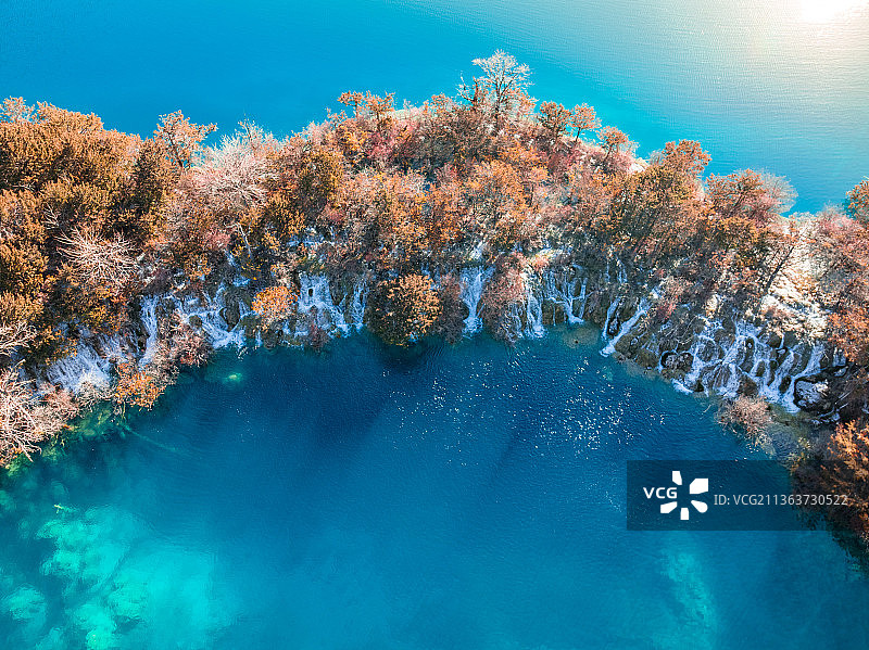 航拍冬日九寨沟图片素材