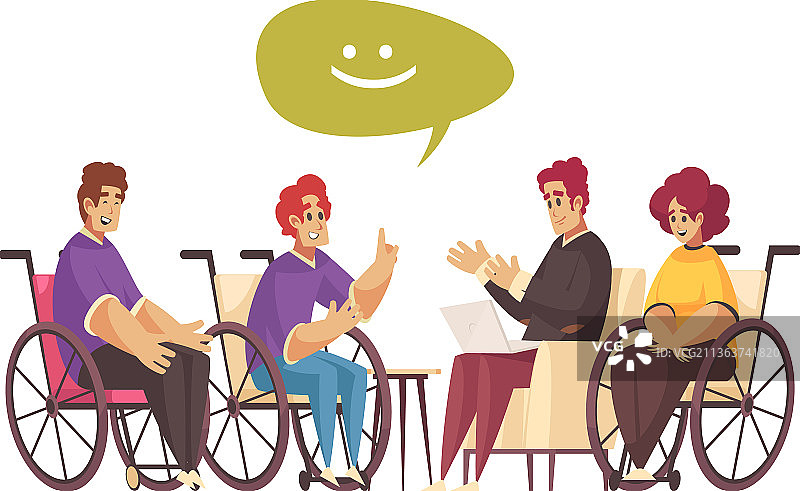 残疾人群体治疗组合图片素材