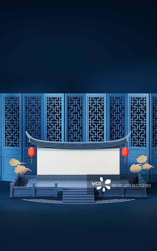 中国风创意展示台3D渲染图片素材