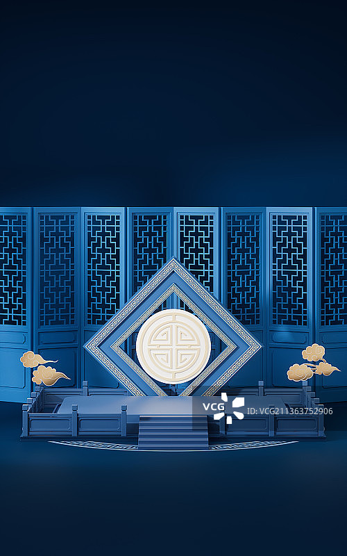 中国风创意展示台3D渲染图片素材