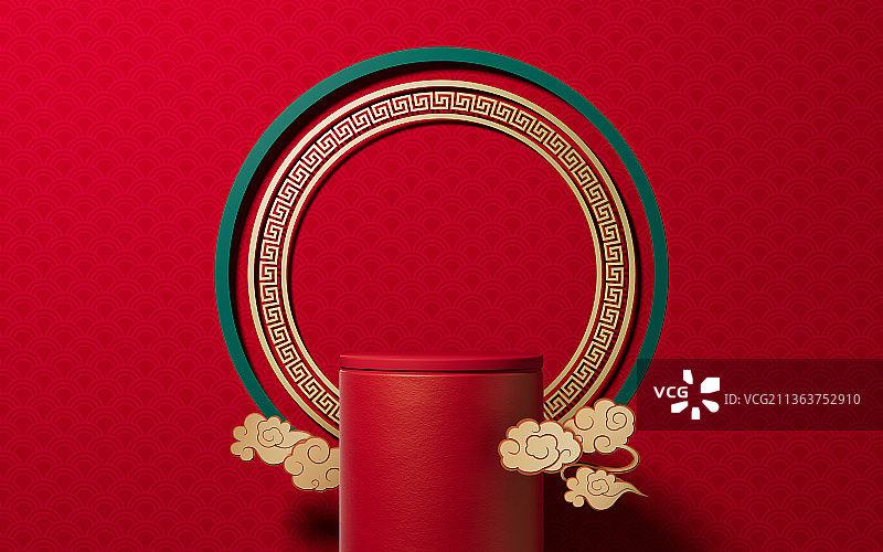 中国风创意展示台3D渲染图片素材