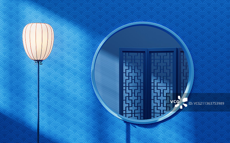 复古中国风灯3D渲染图片素材