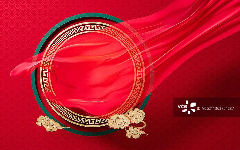 创意中国风装饰背景3D渲染图片素材