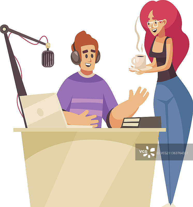 咖啡电台主持人构图图片素材