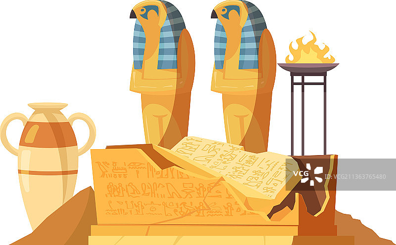 损坏的埃及陵墓场景图片素材