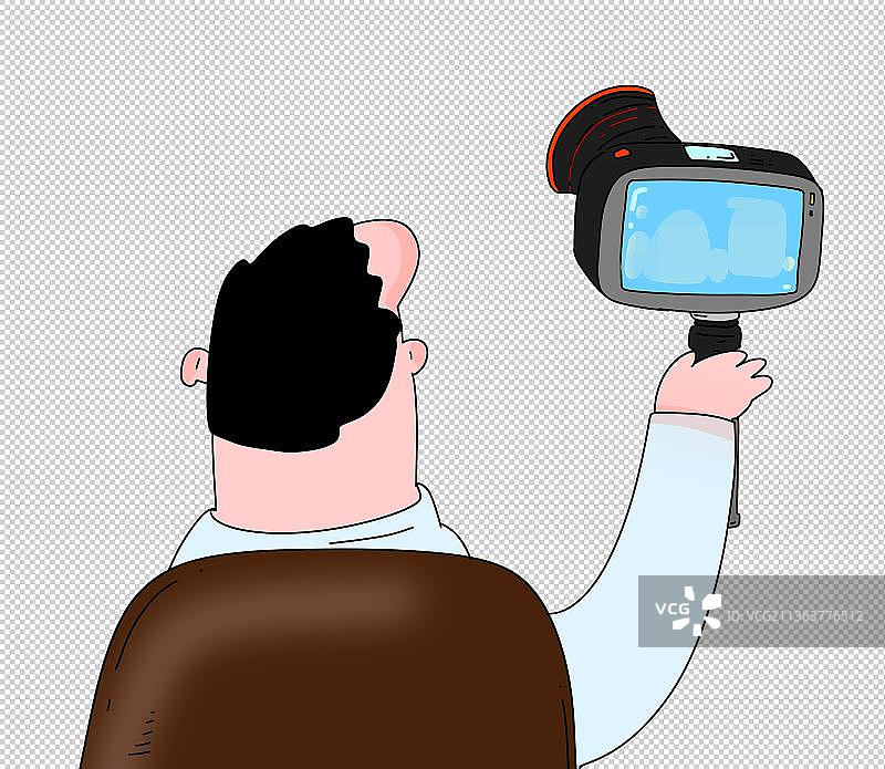 快乐卡通手绘漫画设计元素记者相机图片素材