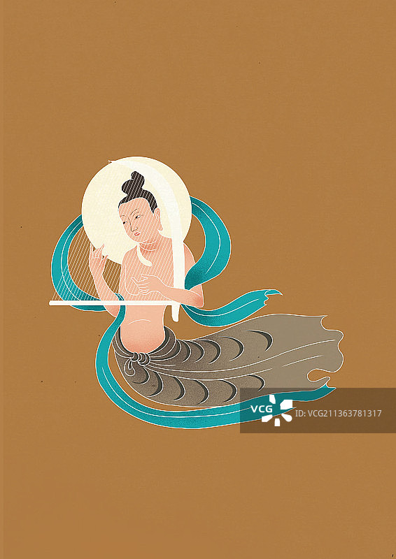 中国风新中式古风古典国潮古文明古文化敦煌莫高窟壁画仙女插画图片素材