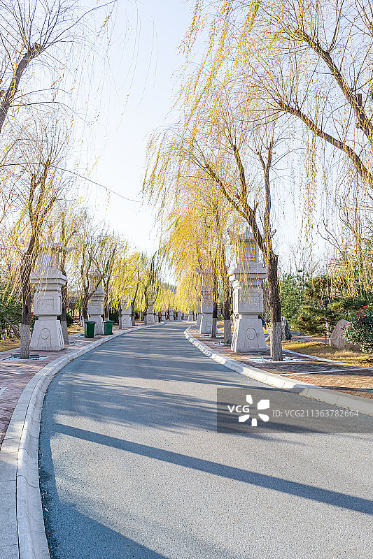 中国山东泰安著名旅游景点泰山西湖的观光路图片素材