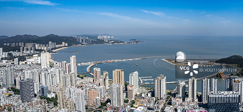 珠海情侣路高视角航拍图图片素材