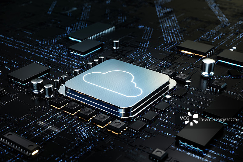 3D芯片和云计算图片素材