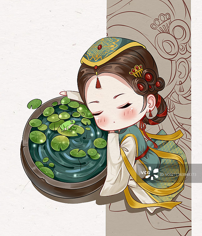 古风q版-铜钱草图片素材