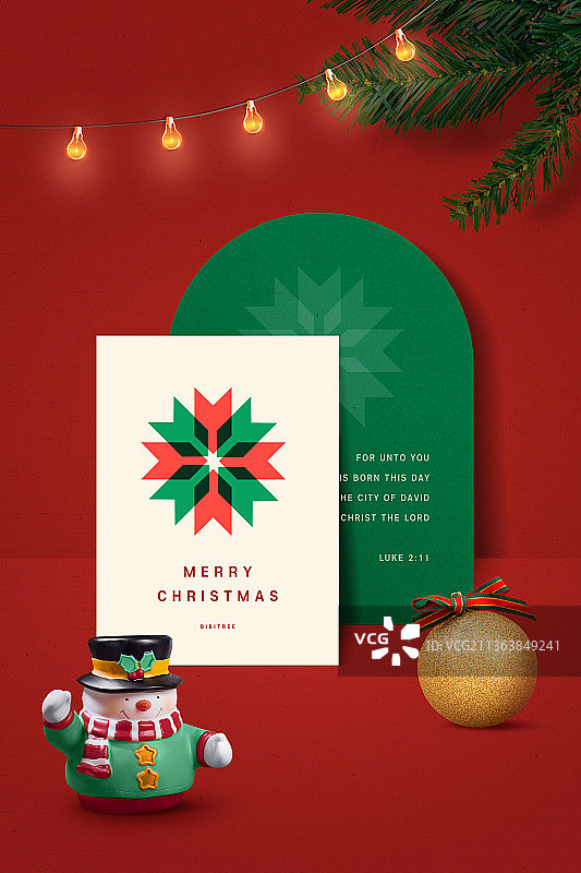 可爱雪人玩具圣诞节年末邀请卡图片素材