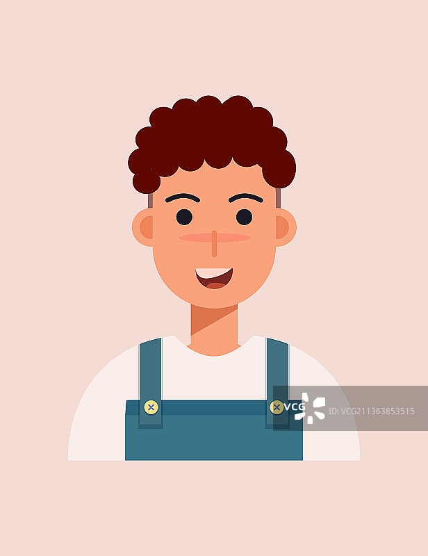 身着休闲装男学生的证件照矢量插画素材图片素材