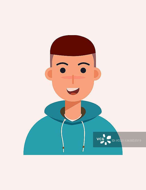 身着休闲装平头男学生的证件照矢量插画素材图片素材