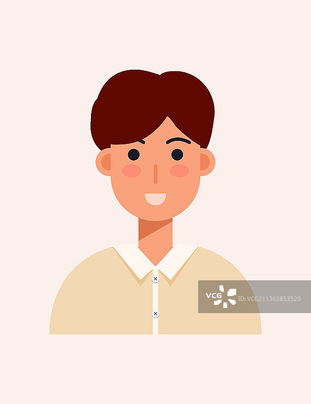 身着休闲装平头男学生的证件照矢量插画素材图片素材