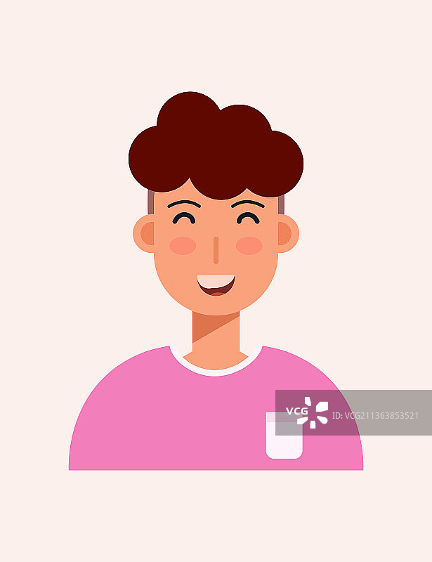 身着休闲装平头男学生的证件照矢量插画素材图片素材