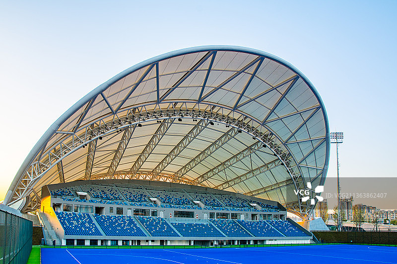 杭州大运河亚运公园 杭州曲棍球场 杭州亚运场馆 杭州体育运动场所地标建筑 杭州伞图片素材
