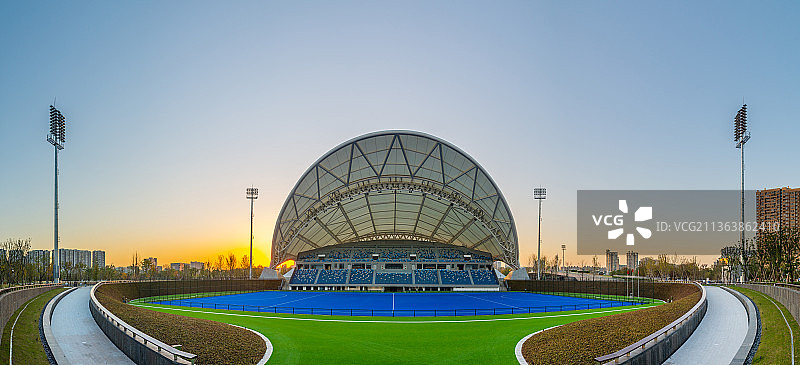 杭州大运河亚运公园 曲棍球场全景 杭州亚运场馆 杭州体育运动场所地标建筑 杭州伞图片素材