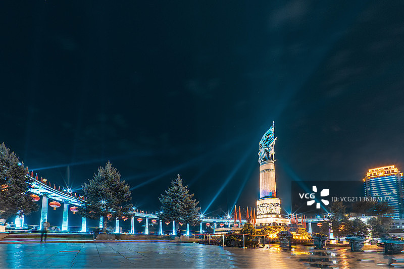 哈尔滨防洪纪念塔夜景图片素材