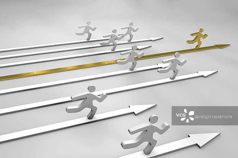 奔向理想的成功概念图,3D渲染图片素材