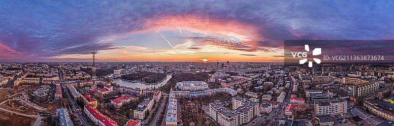 航拍白俄罗斯明斯克全景图片素材