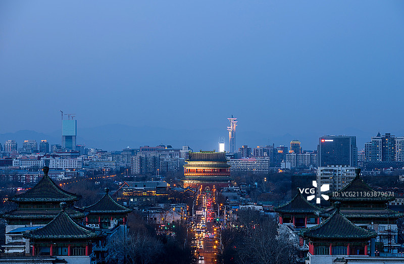 北京中轴线夜晚风光图片素材