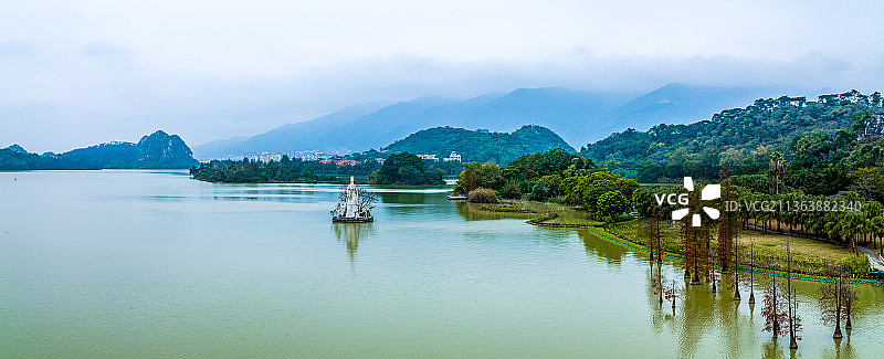 航拍肇庆鼎湖区仙女湖图片素材
