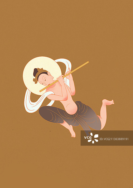 中国风新中式古风古典西北古文化古文明敦煌莫高窟壁画创意插画图片素材