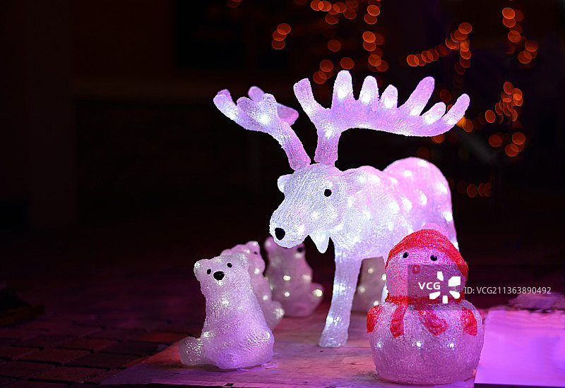圣诞节冰灯驯鹿图片素材
