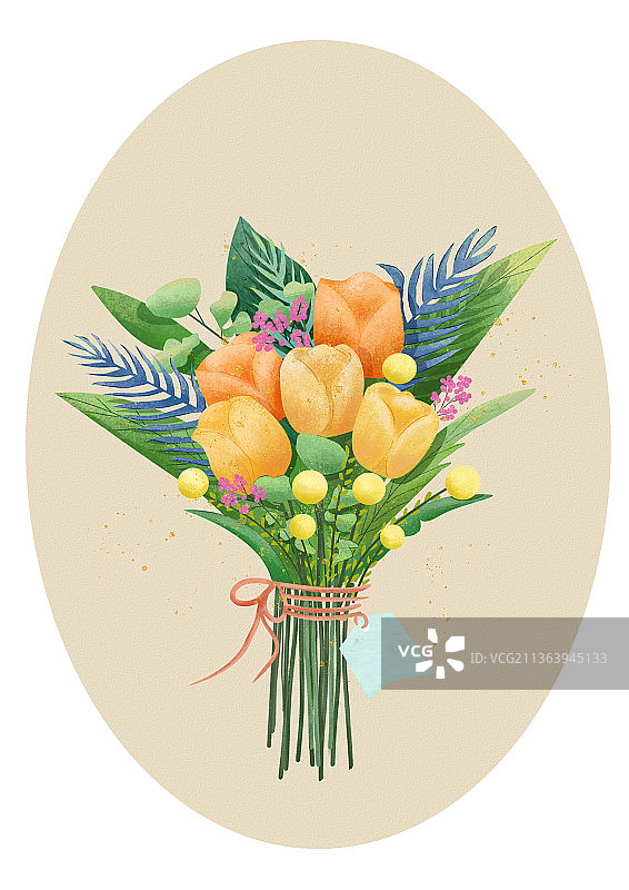 植物花束组合插画图片素材