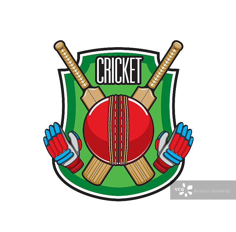 带有交叉球拍手套的板球比赛图标图片素材