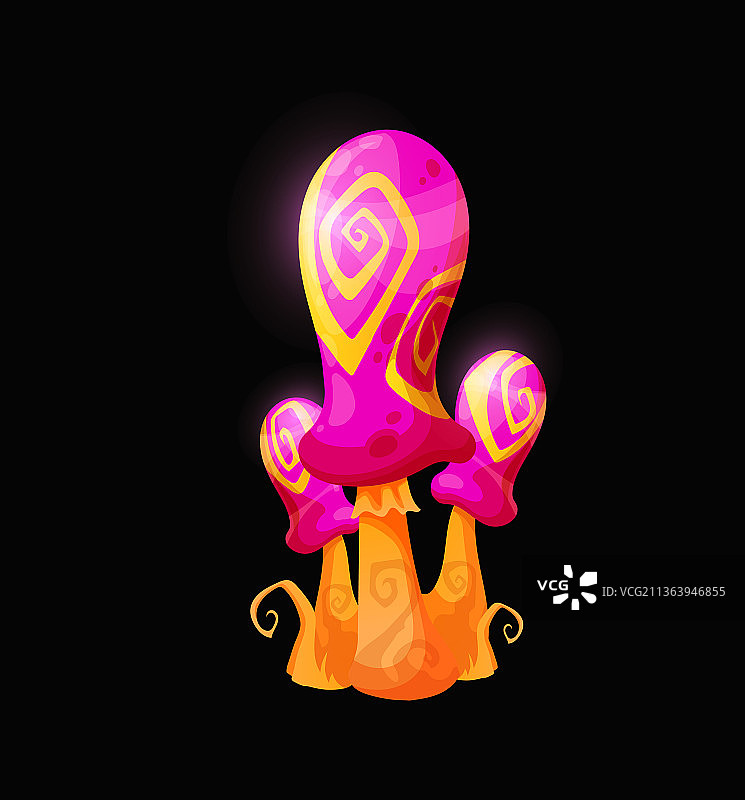 紫色帽子的奇幻仙女魔法蘑菇图片素材