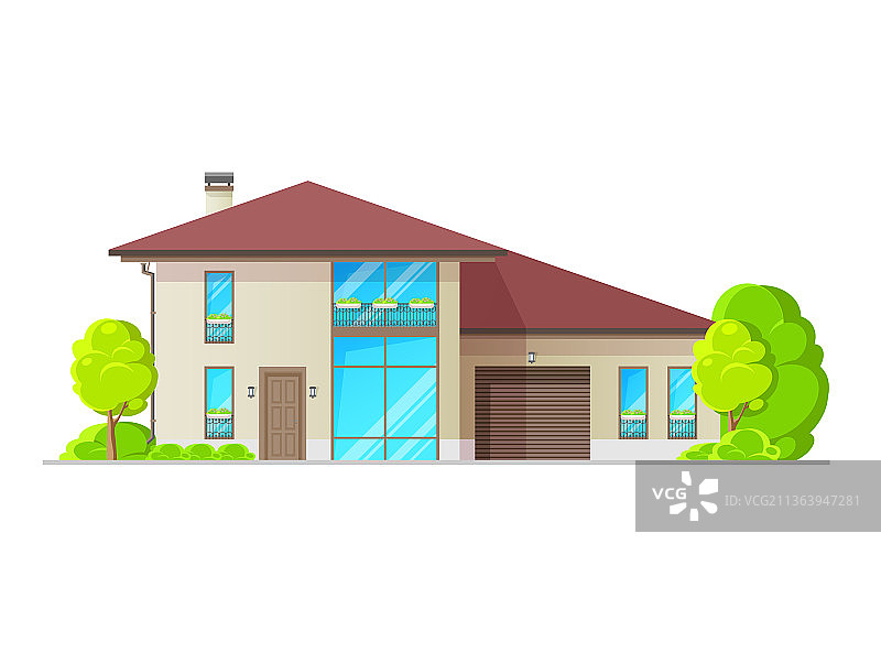 住宅区双层房屋外观图片素材