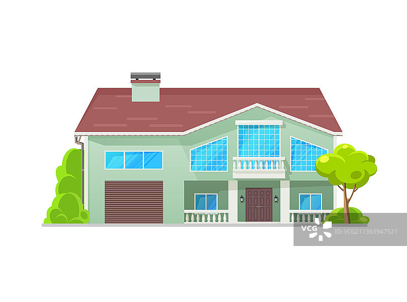 带车库的住宅两层楼房建筑图片素材