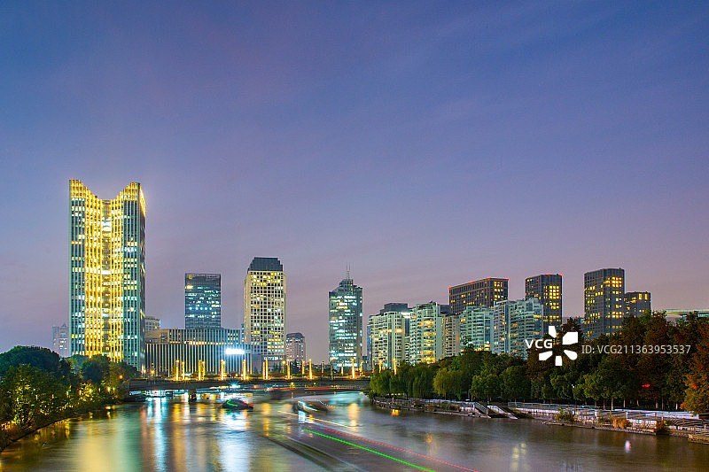 杭州武林门夜景 西湖文化广场夜色 京杭大运河杭州景区夜景 江南运河 杭州夜景 城市建筑夜景图片素材