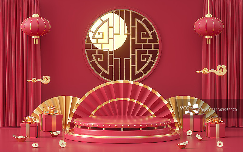 产品展台三维图形喜庆节日背景图片素材