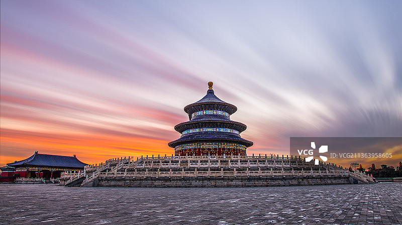 新年天坛晚霞图片素材