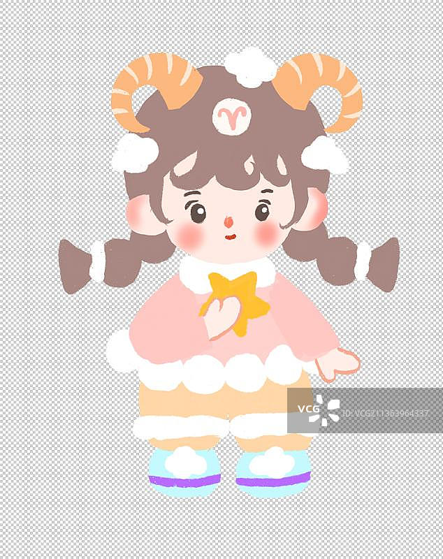 白羊座女孩元素图片素材