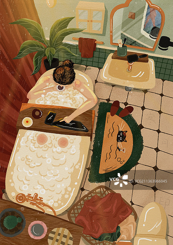 商业插画【独居女生的日常记录】图片素材