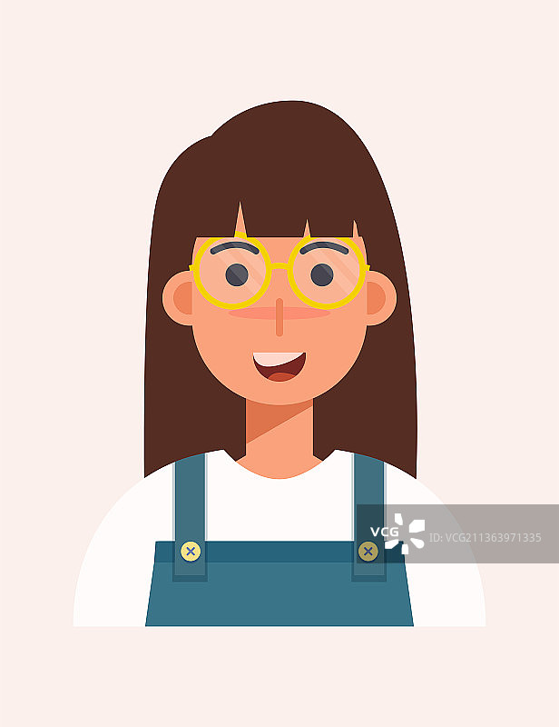 长发女孩的证件照头像矢量插画素材图片素材