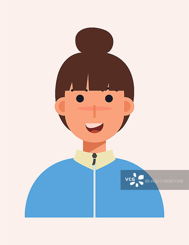 丸子头女孩的证件照头像矢量插画素材图片素材