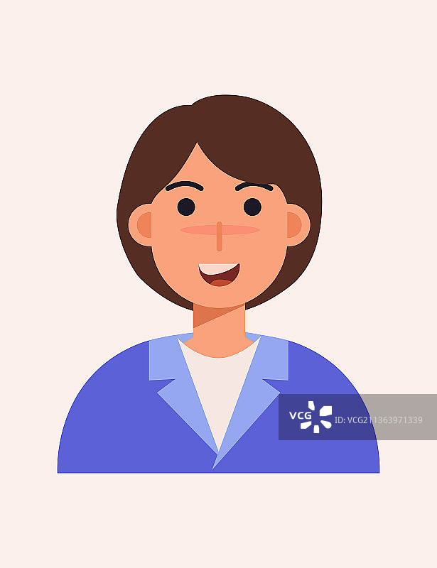 短发女孩的证件照矢量插画素材图片素材
