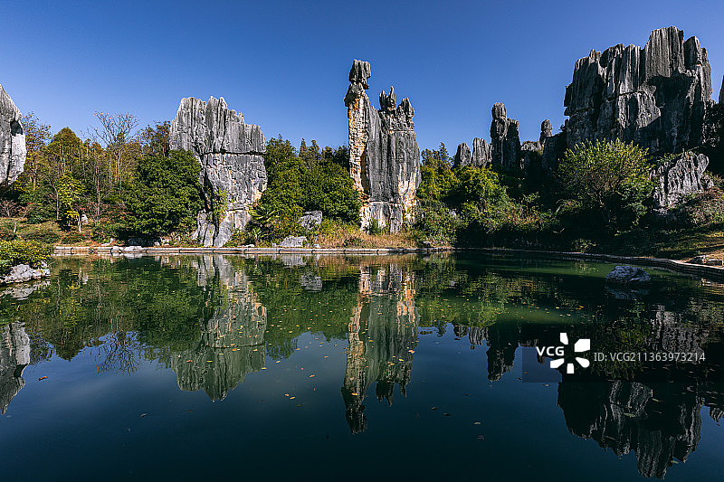 中国云南省昆明市石林县石林风景区风景图片素材