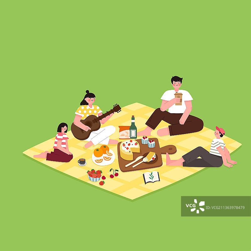 一家人春天野餐图片素材